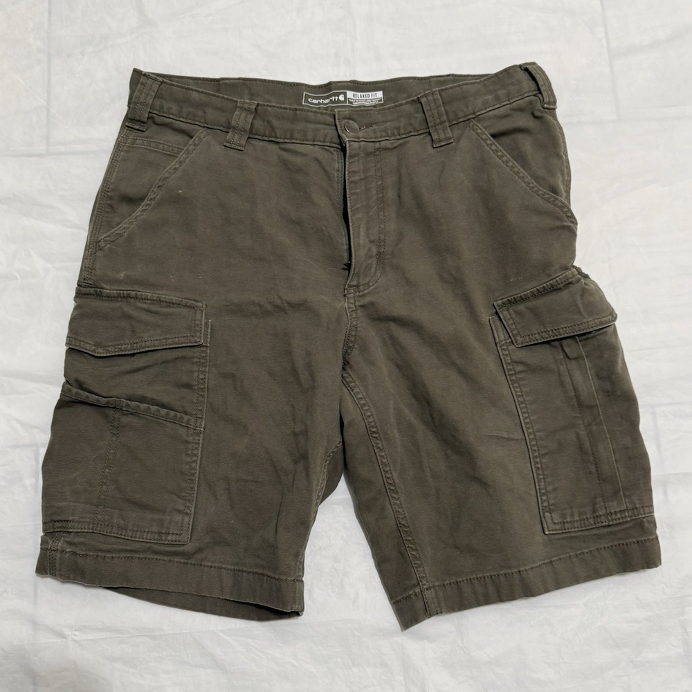Carhartt Rugged Flex Relaxed Fit Canvas Cargo Work Shorts Size 34